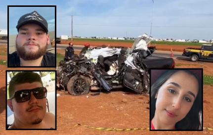 Batida entre caminhonete e caminhão mata 4 jovens na BR-163 em Sorriso 