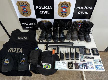 Falso policial é preso com materiais usados ilegalmente na segurança privada 