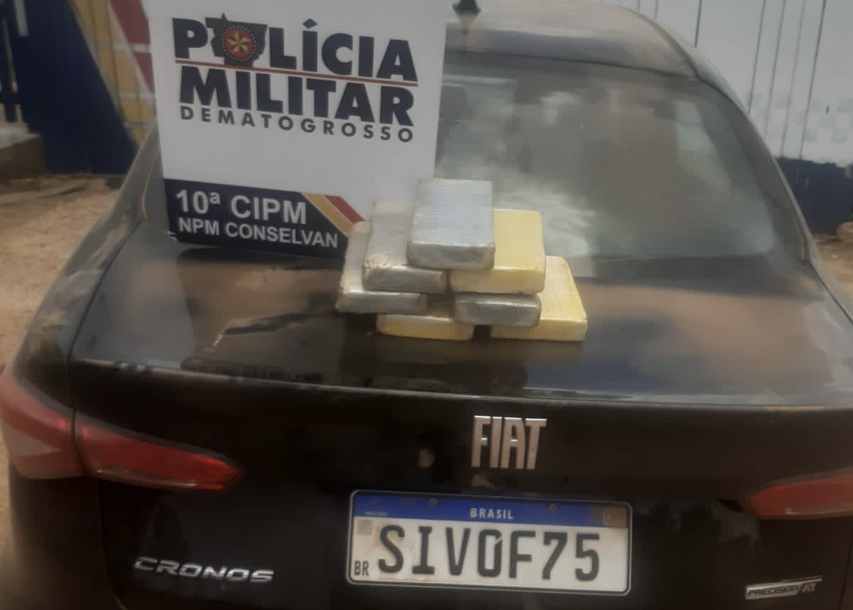 PM prende suspeito transportando em pneu 07 tabletes de cocaína em distrito de Aripuanã 