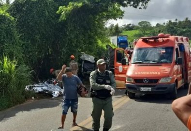 Batida entre caminhão e Kombi deixa oito pessoas mortas 