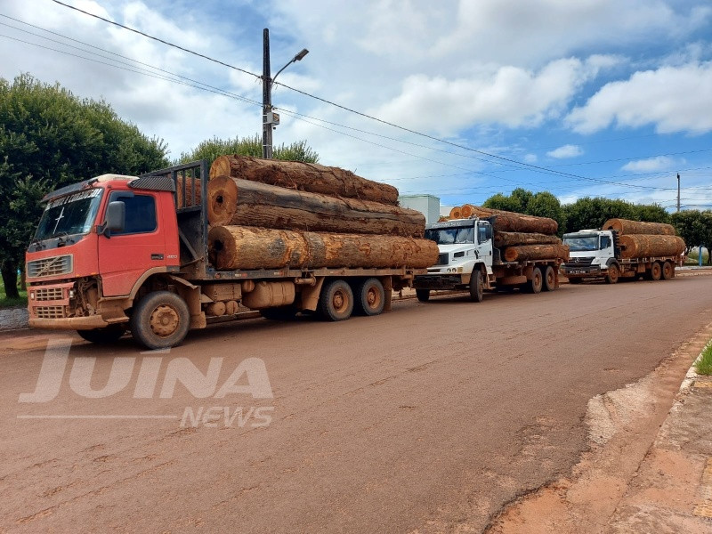Polícia Civil apreende três caminhões com madeira ilegal em Juína 
