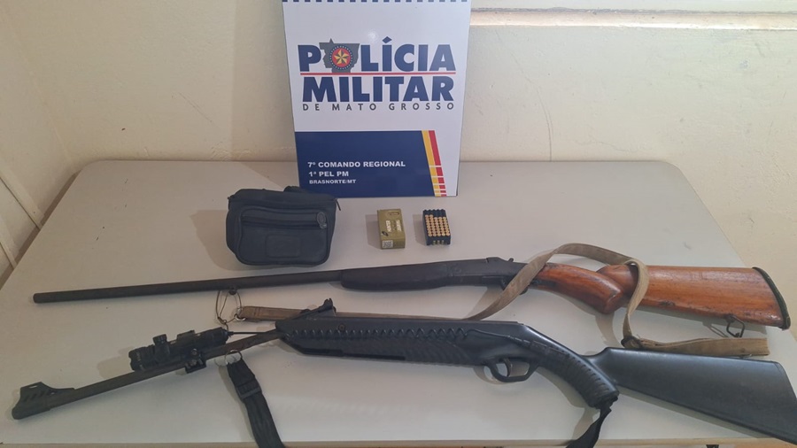 Polícia Militar apreende armas de fogo e prende dois homens em Brasnorte 