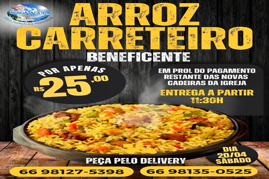 Aripuanã: Evento de igreja terá "Arroz Carreteiro" em prol da entidade  