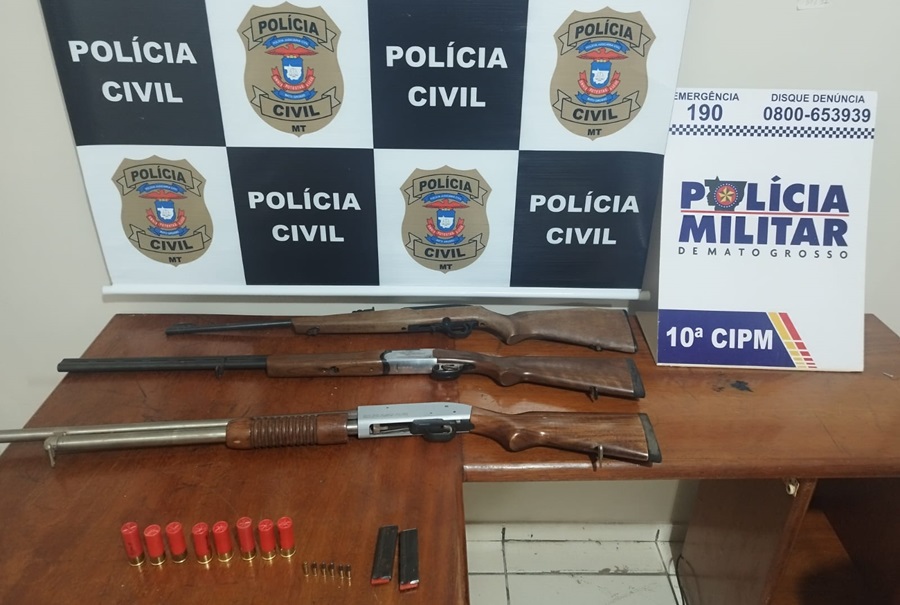 Polícia apreende armas de fogo após ocorrência de violência doméstica em Aripuanã 
