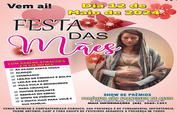 Festa do Dia das Mães acontece neste domingo em Aripuanã