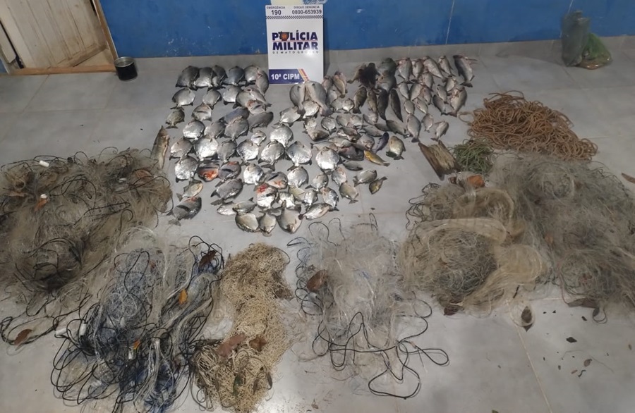 Peixes e material usado em pesca predatória são apreendidos pela guarnição da PM em Aripuanã  