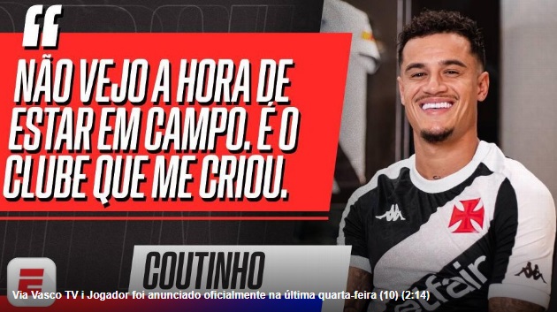 Coutinho exigiu Souza e Alex Teixeira no Vasco? Pedrinho responde polêmica sobre contratações 