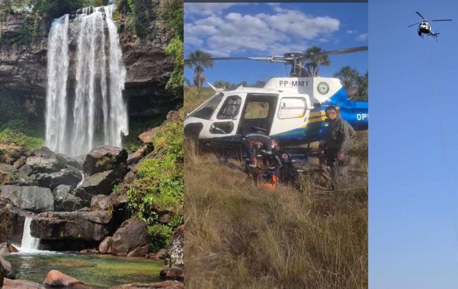 Homem cai durante rapel em cachoeira de MT, é resgatado pelo Ciopaer e morre 