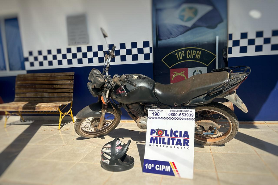 Policia Militar de Aripuanã recupera moto furtada na cidade de Juína 