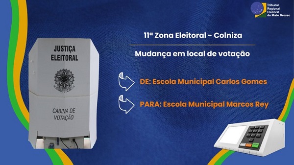 Justiça Eleitoral informa mudança em local de votação de Colniza e agregação de seções 