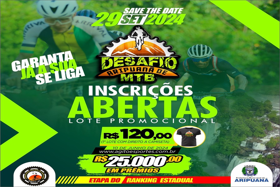 Garanta já sua inscrição com lote promocional para 5º Desafio Aripuanã de MTB 