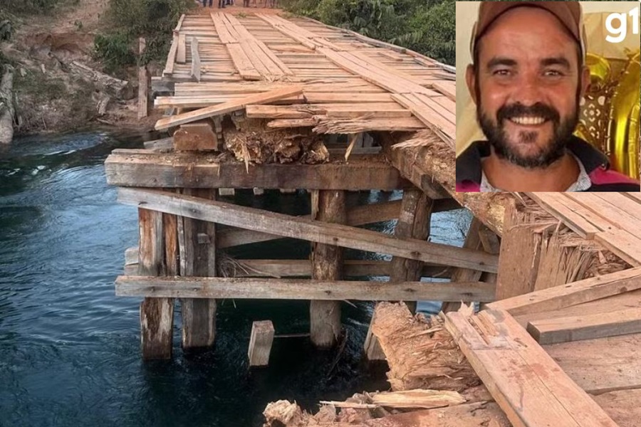 Ponte desaba e motorista de caminhão morre afogado em MT 