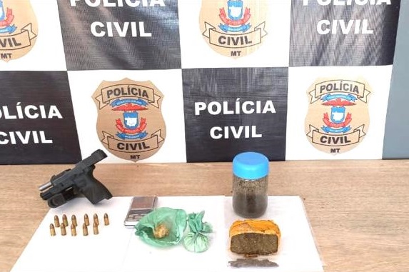 Polícia Civil prende traficante com drogas e arma furtada de CAC em Cotriguaçu 