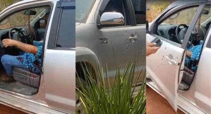 Caseiro de fazenda e esposa são baleados dentro de caminhonete em cidade de MT 