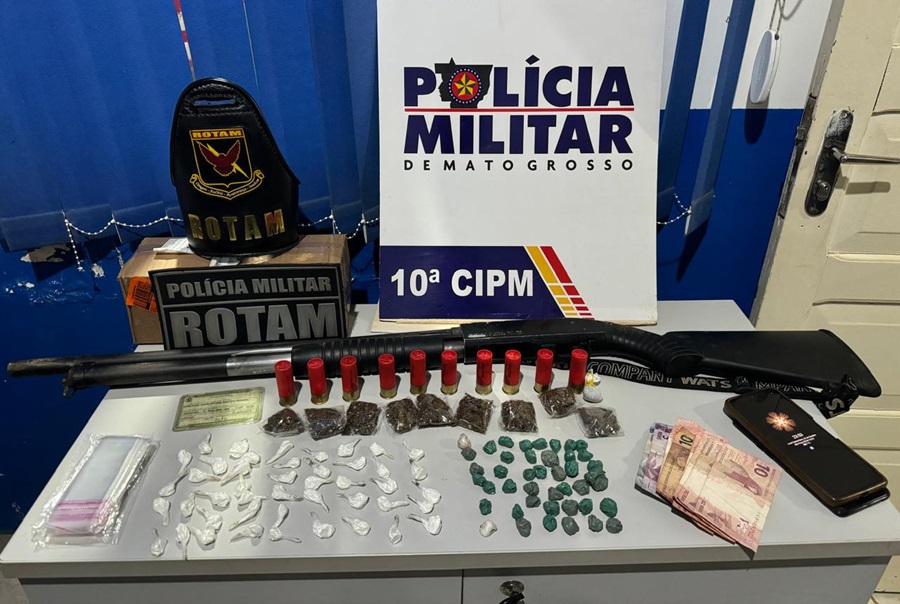ROTAM prende suspeito de tráfico de drogas e apreende arma em chácara próxima ao Jardim Paraná em Aripuanã