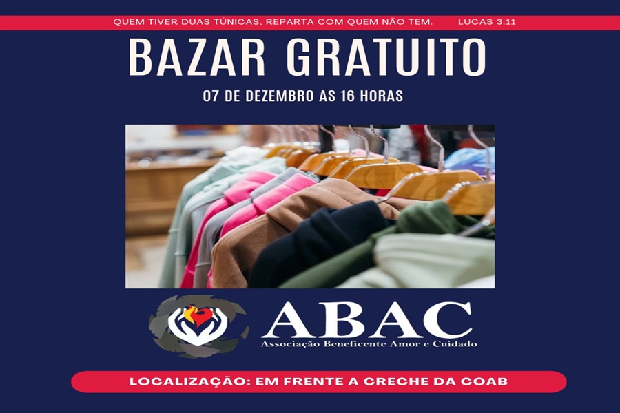 Associação Beneficente Amor e Cuidado promove Bazar Gratuito e atividades para toda a família em Aripuanã 