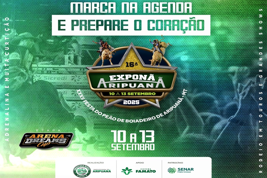 Aripuanã confirma 16ª Exponã e 32ª Festa do Peão Boiadeiro para setembro de 2025 