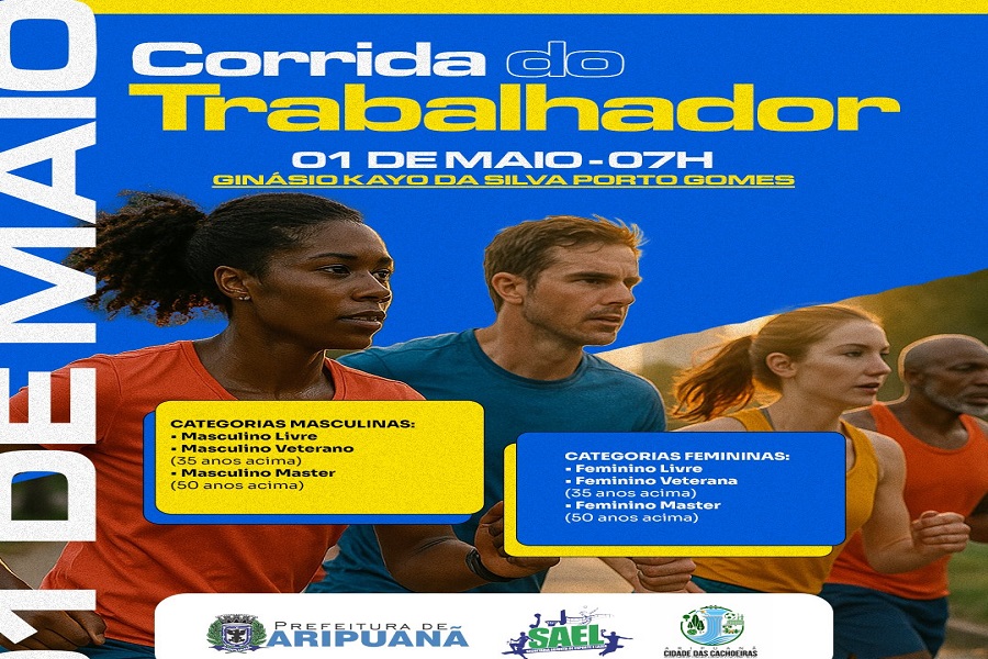 Última semana para inscrições na Corrida do Trabalhador em Aripuanã; evento será no dia 1º de maio 