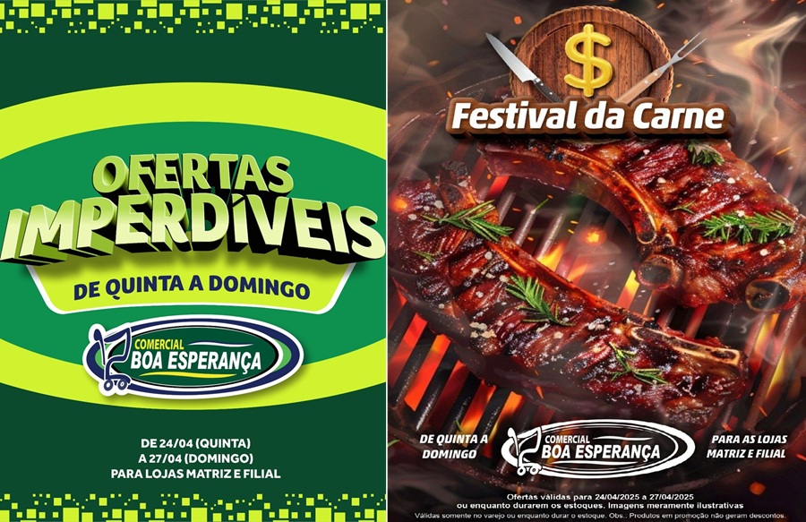 Aripuanã: Comercial Boa Esperança lança campanha "Ofertas Imperdíveis e Festival de Carnes" com mais de 70 produtos em promoção 