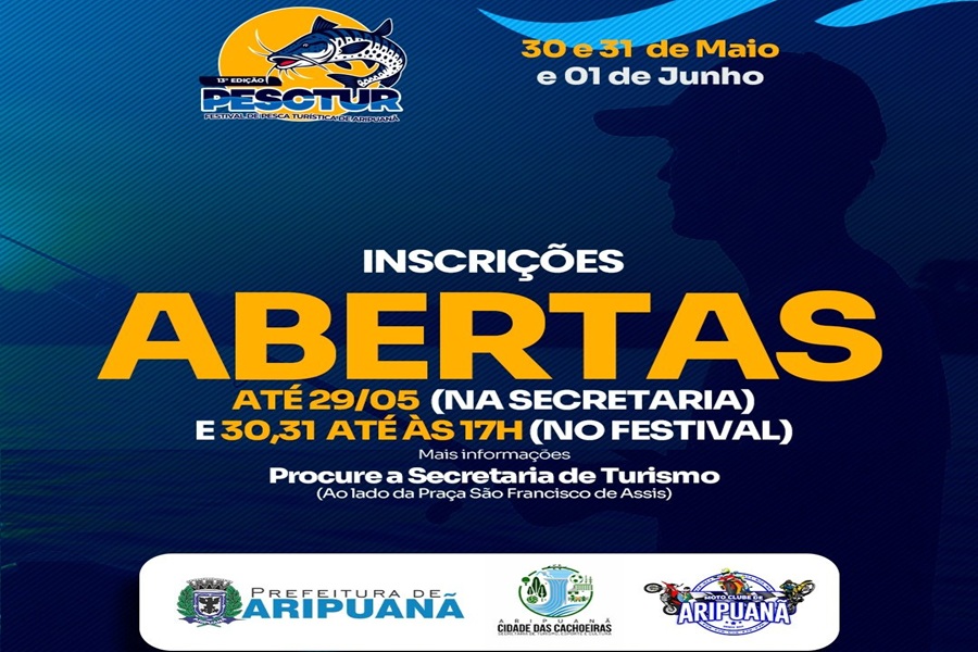 13ª Edição do Festival de Pesca de Aripuanã acontece de 30 de maio a 1º de junho com entrada gratuita e R$ 75 mil em prêmios 