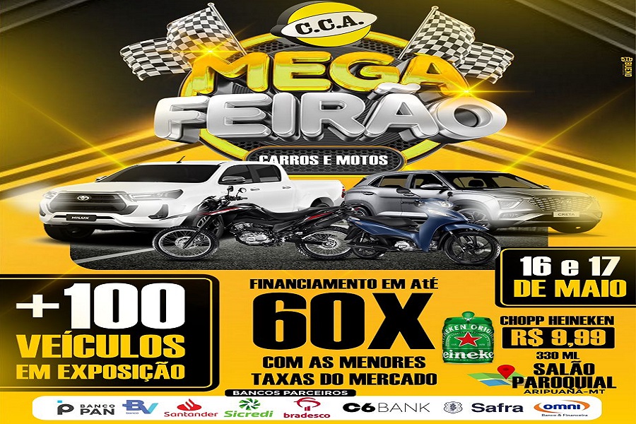 Aripuanã recebe 1º Mega Feirão da CCA Veículos com mais de 100 ofertas e experiência inédita no setor automotivo 