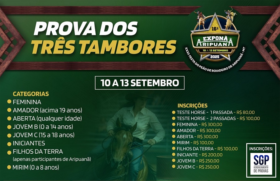 Exponã 2025 terá Prova dos Três Tambores com mais de R$ 30 mil em premiações 