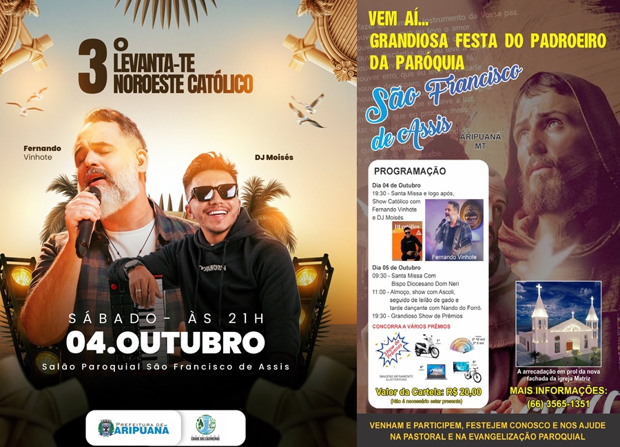 Paróquia São Francisco de Assis anuncia programação especial para Festa do Padroeiro em Aripuanã 