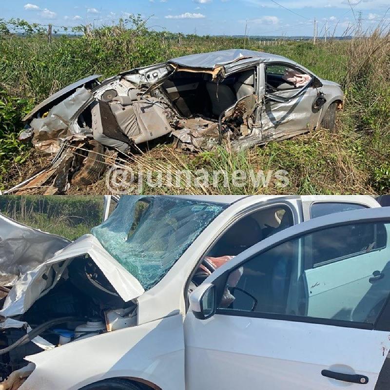 Acidente entre dois veículos deixa cinco pessoas feridas na MT-170, em Juína 