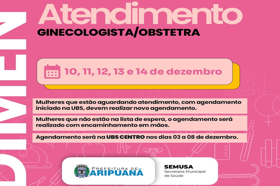 Aripuanã anuncia novos atendimentos com ginecologista e obstetra na UBS Centro 