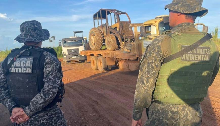 Batalhão Ambiental da PM apreende maquinários após denúncia de crime em Colniza  