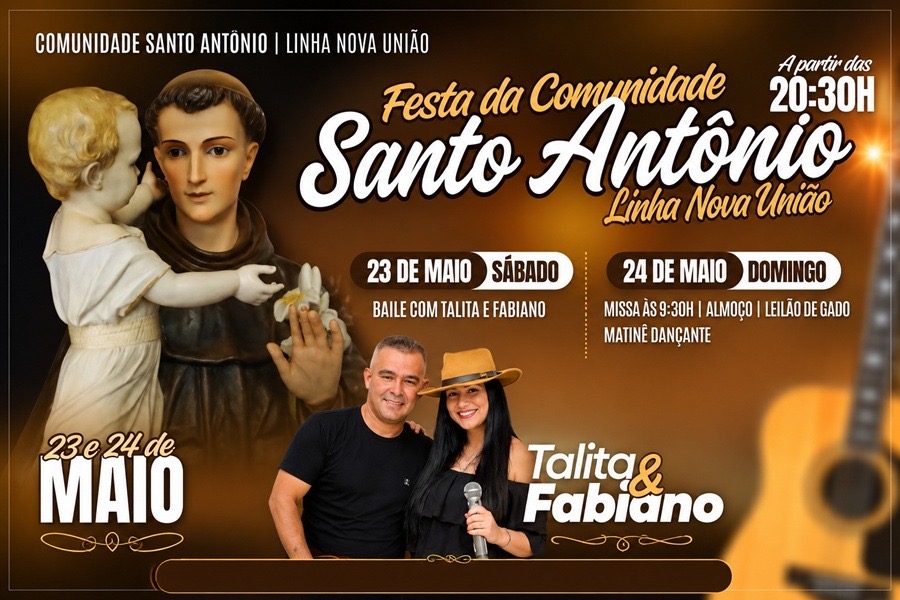 Comunidade Santo Antônio realiza tradicional festa neste fim de semana na Linha Nova União 