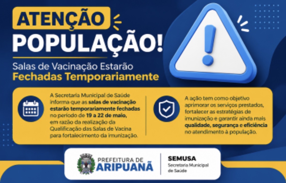 Salas de vacinação de Aripuanã ficarão temporariamente fechadas para qualificação dos serviços 