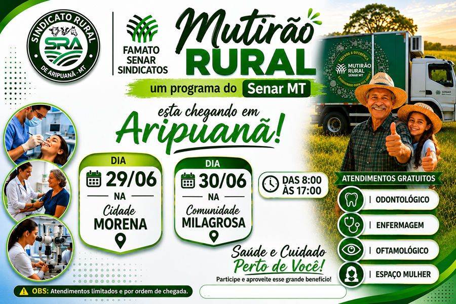 Mutirão Rural leva atendimentos gratuitos de saúde e bem-estar para comunidades de Aripuanã
