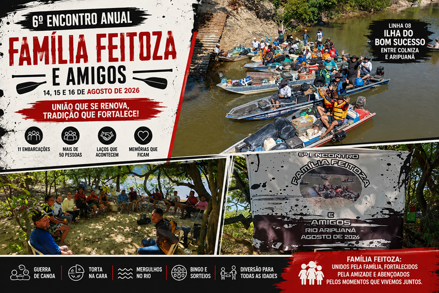 Família Feitoza de Aripuanã reúne mais de 50 pessoas no 6º Encontro Anual na Ilha do Bom Sucesso 