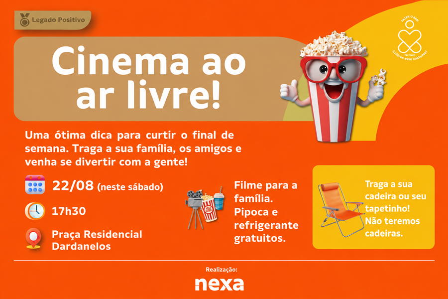 Aripuanã terá “Cinema ao Ar Livre” neste sábado com pipoca e refrigerante gratuitos 
