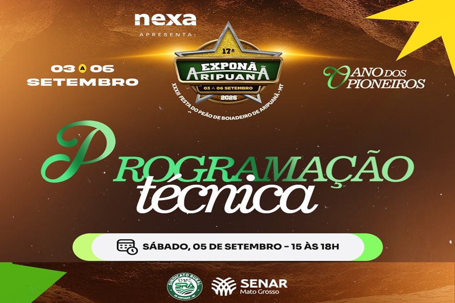 Exponã 2026 terá ciclo de palestras sobre gestão, economia e pecuária em Aripuanã 