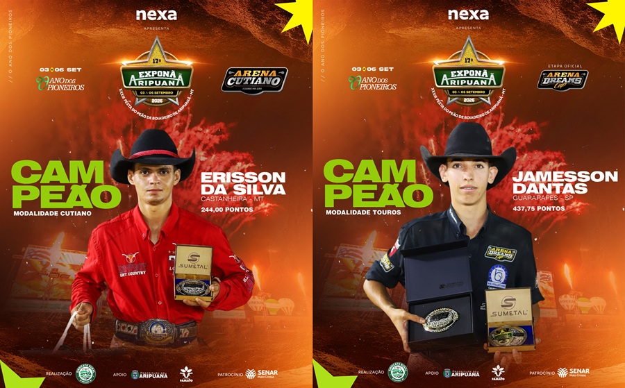 Sindicato Rural divulga resultado final do rodeio da 17ª Exponã e 33ª Festa do Peão em Aripuanã 