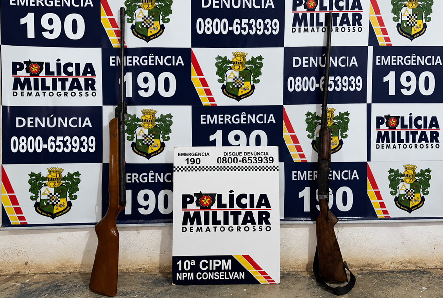 PM apreende armas e munições durante buscas por suspeito de duplo homicídio em Conselvan 