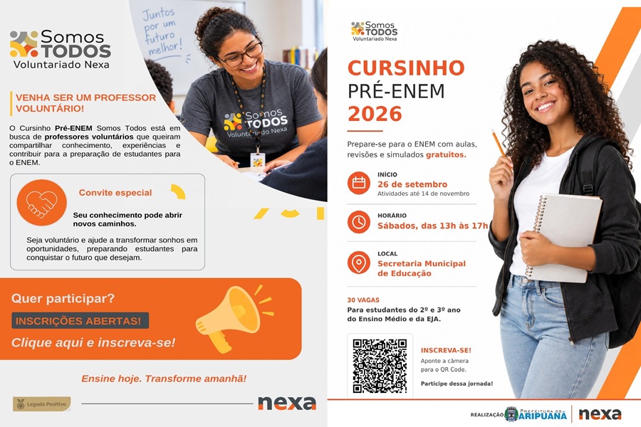 Aripuanã abre inscrições para Cursinho Pré-ENEM gratuito com 30 vagas 