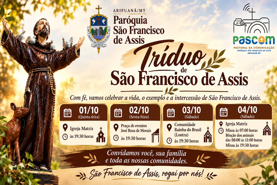 Paróquia São Francisco de Assis realiza programação especial em preparação à festa do padroeiro em Aripuanã 
